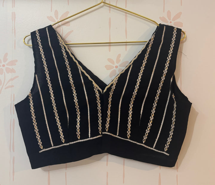 Black Parsi embroidered georgette saree and blouse set