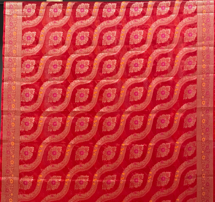 Red Banaras Chiniya silk saree