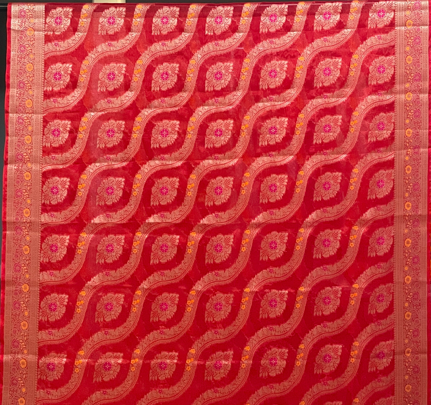 Red Banaras Chiniya silk saree