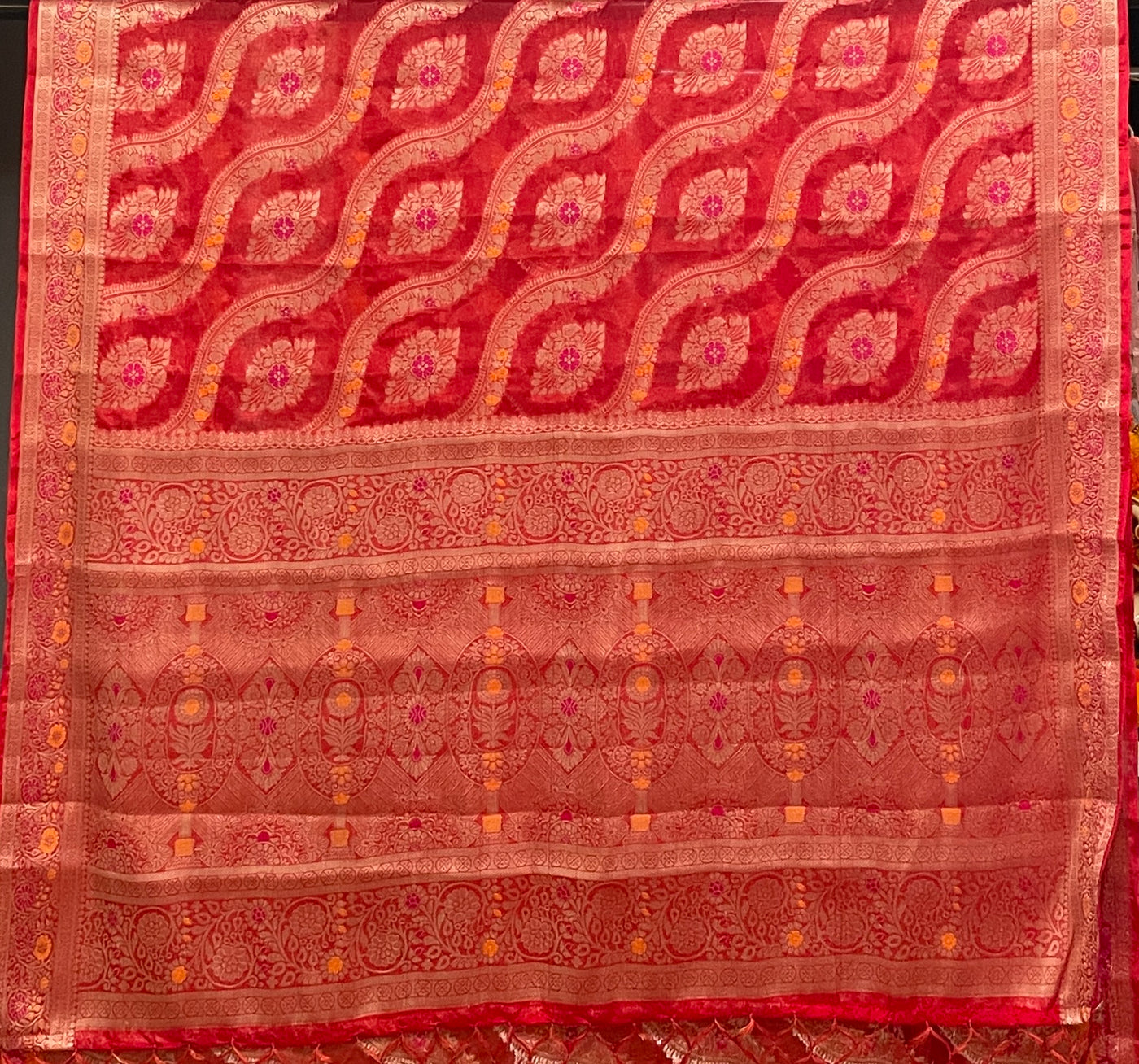 Red Banaras Chiniya silk saree