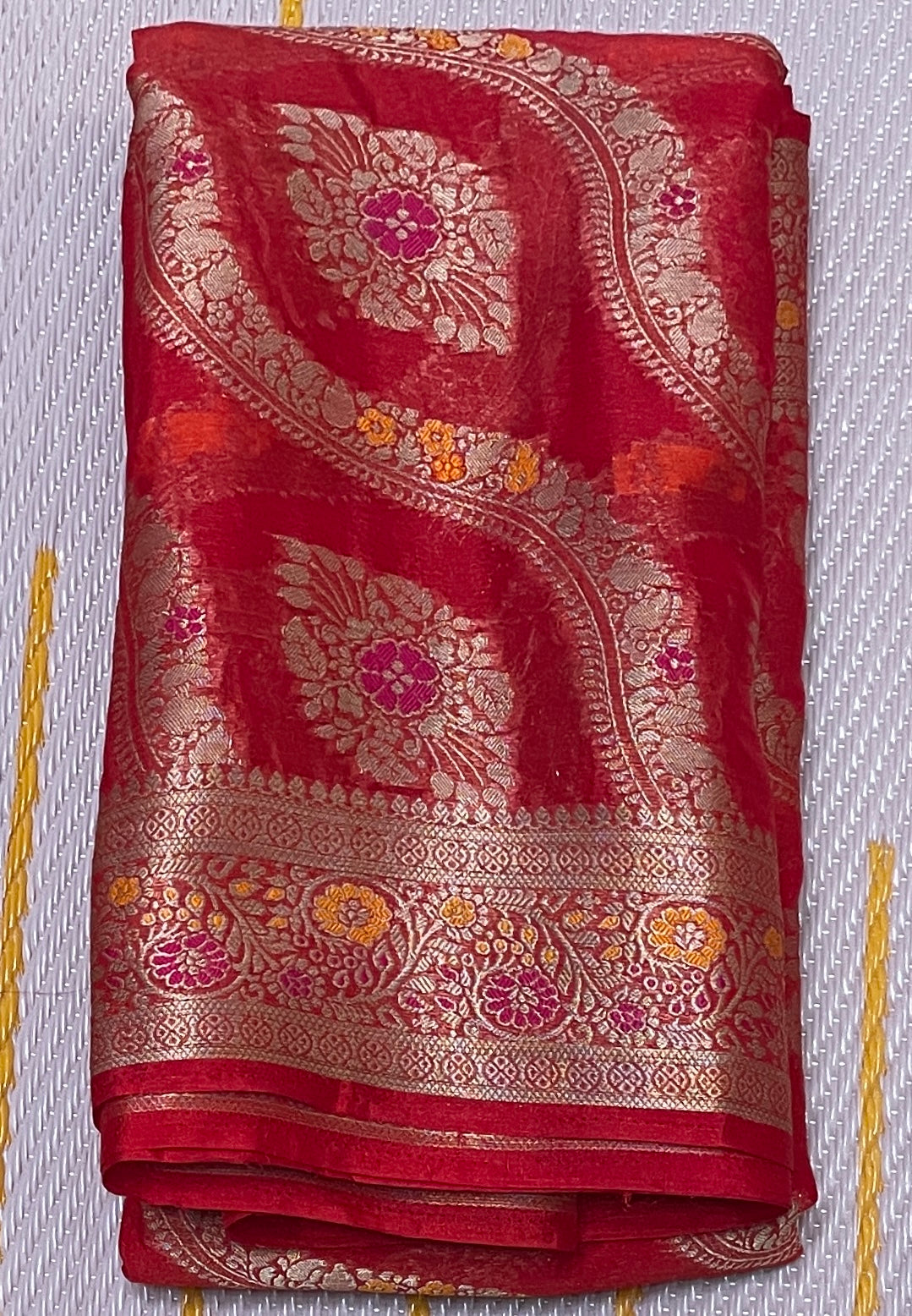 Red Banaras Chiniya silk saree