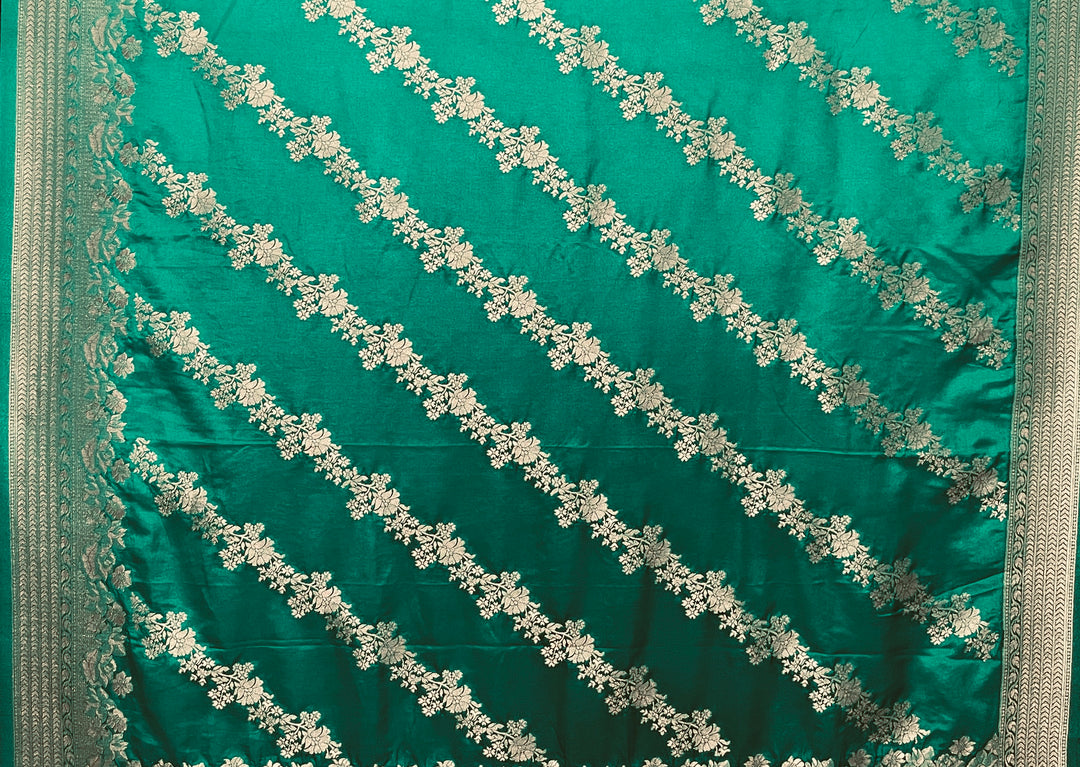 Green Dola Silk Banarasi Saree and Blouse Set