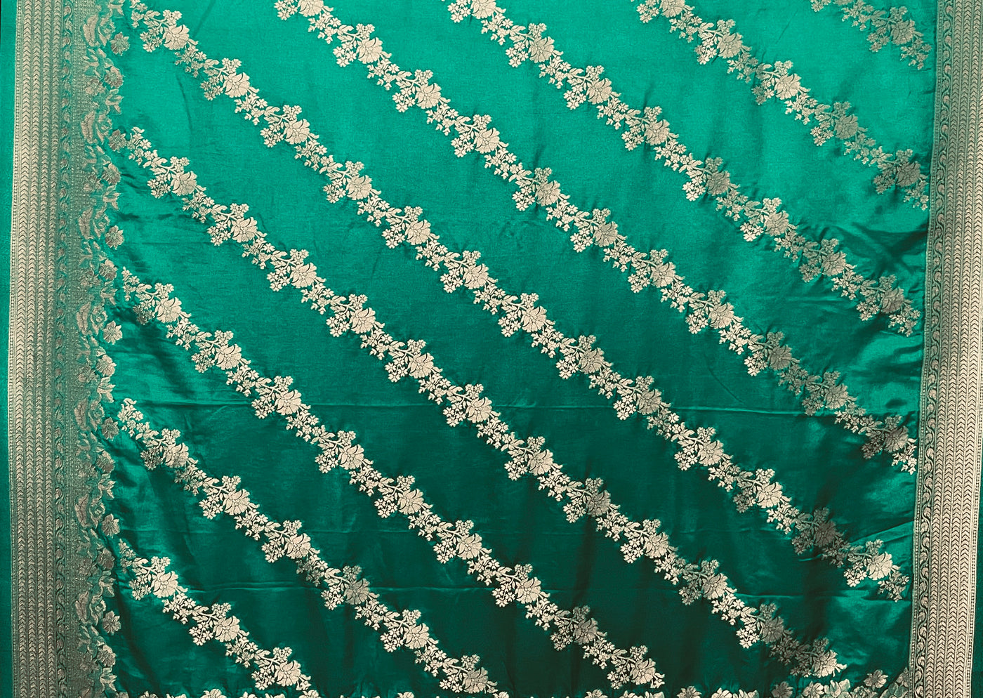 Green Dola Silk Banarasi Saree and Blouse Set