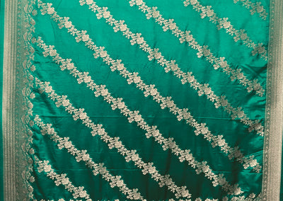 Green Dola Silk Banarasi Saree and Blouse Set