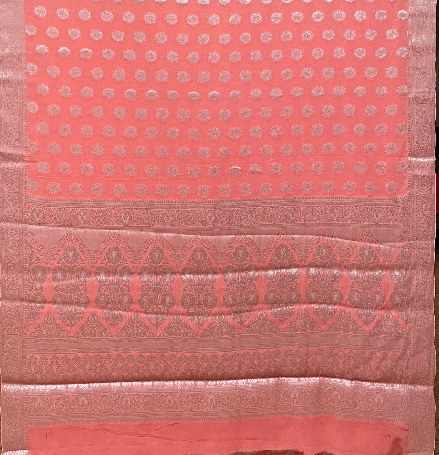 Pink Banaras Chiffon saree