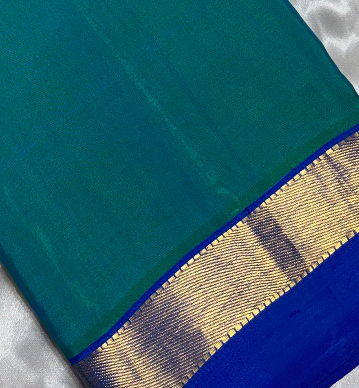 Dual tone blue/green Kanchipuram Silk Saree