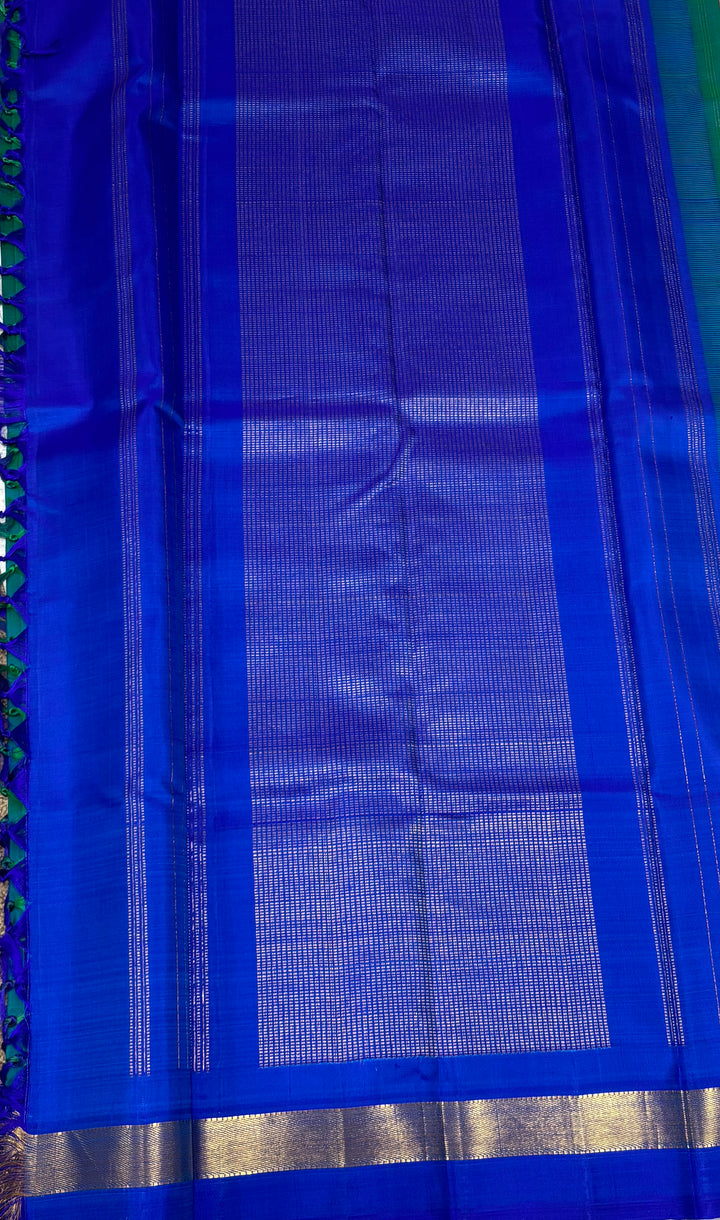 Dual tone blue/green Kanchipuram Silk Saree