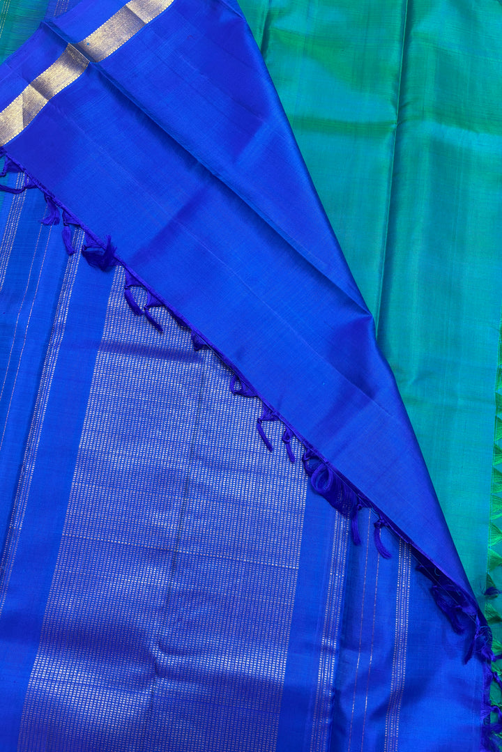 Dual tone blue/green Kanchipuram Silk Saree