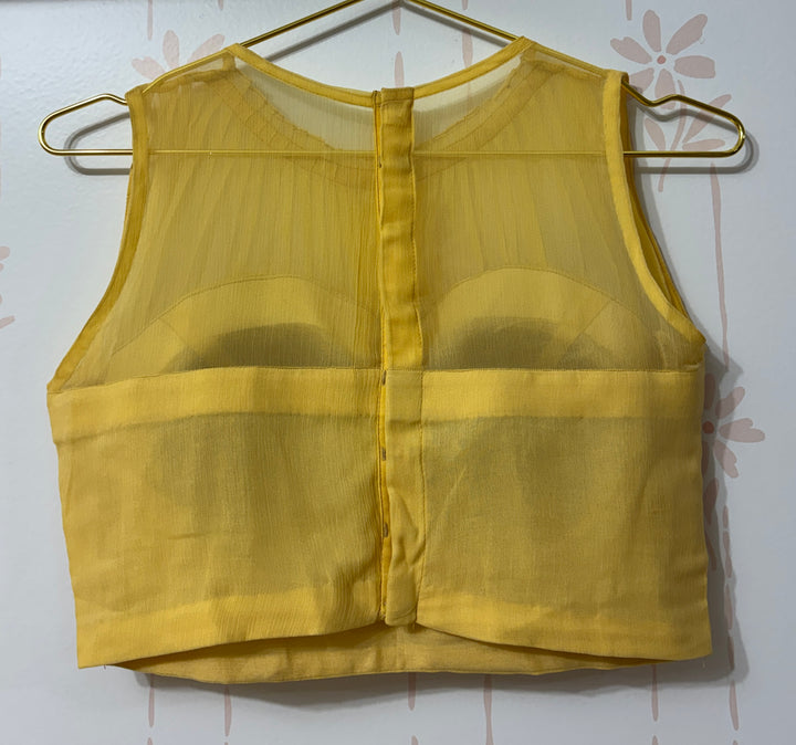 lemon sorbet threadwork saree and blouse set