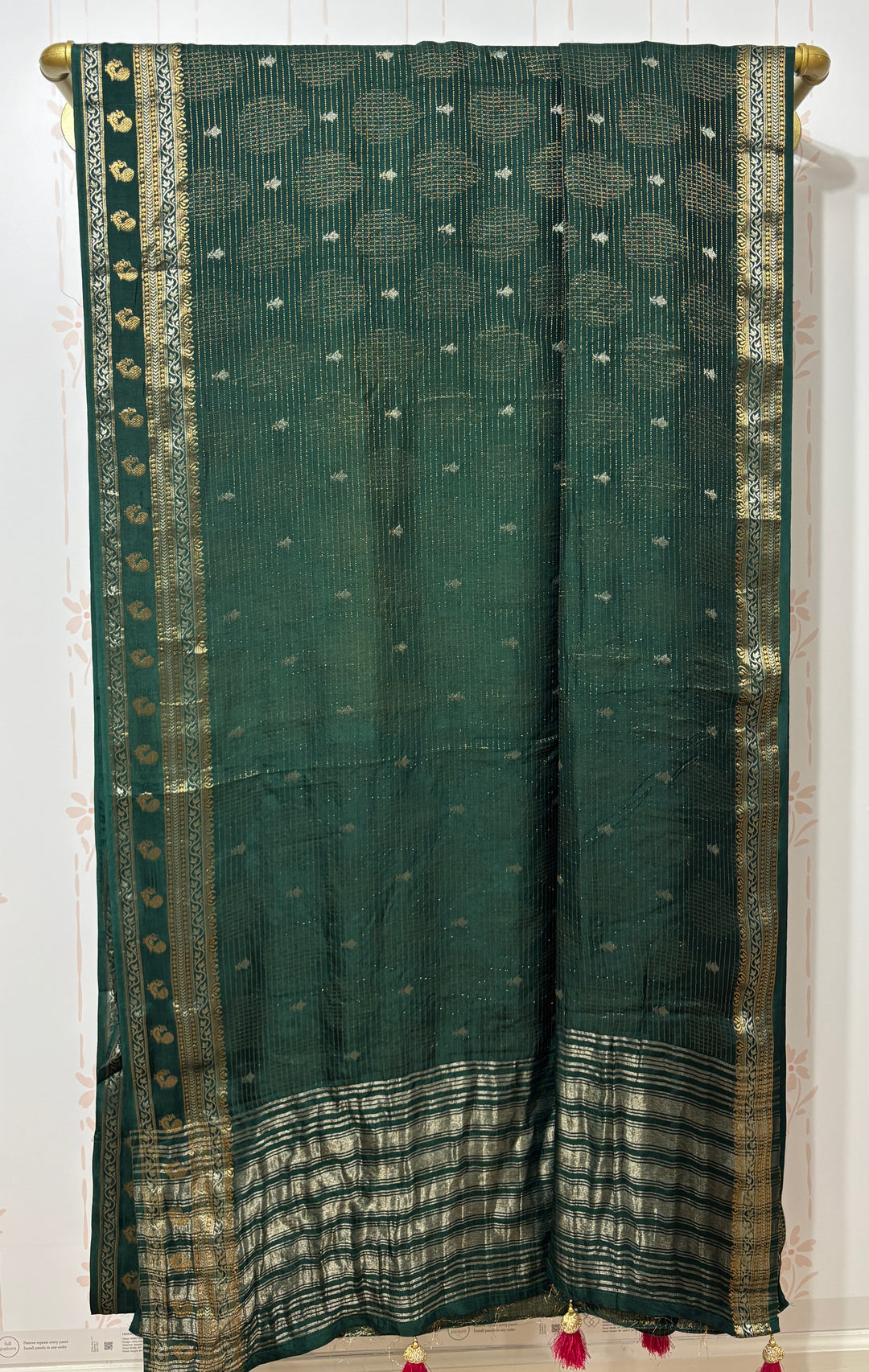 Green muga silk saree and blouse set