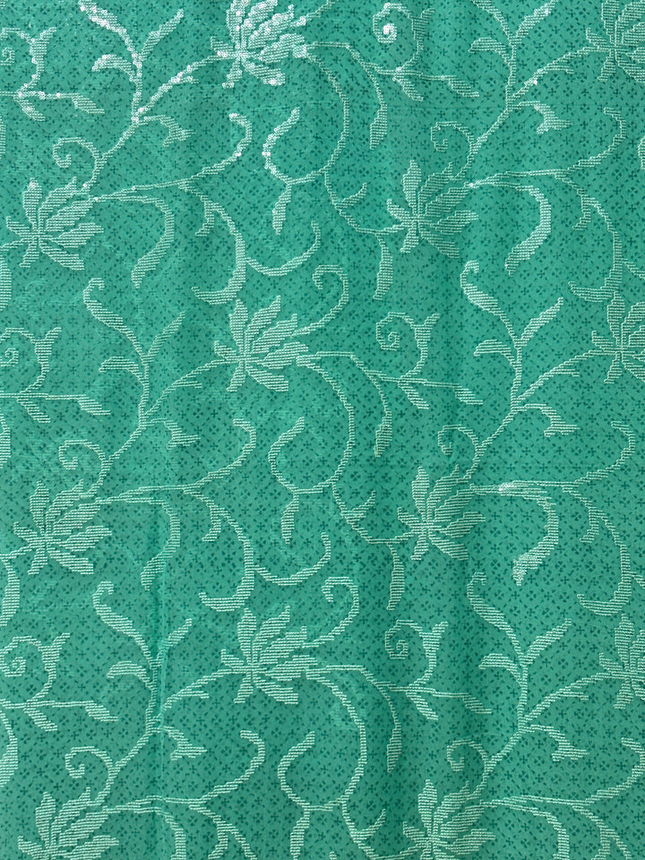 Sea green georgette saree and blouse set