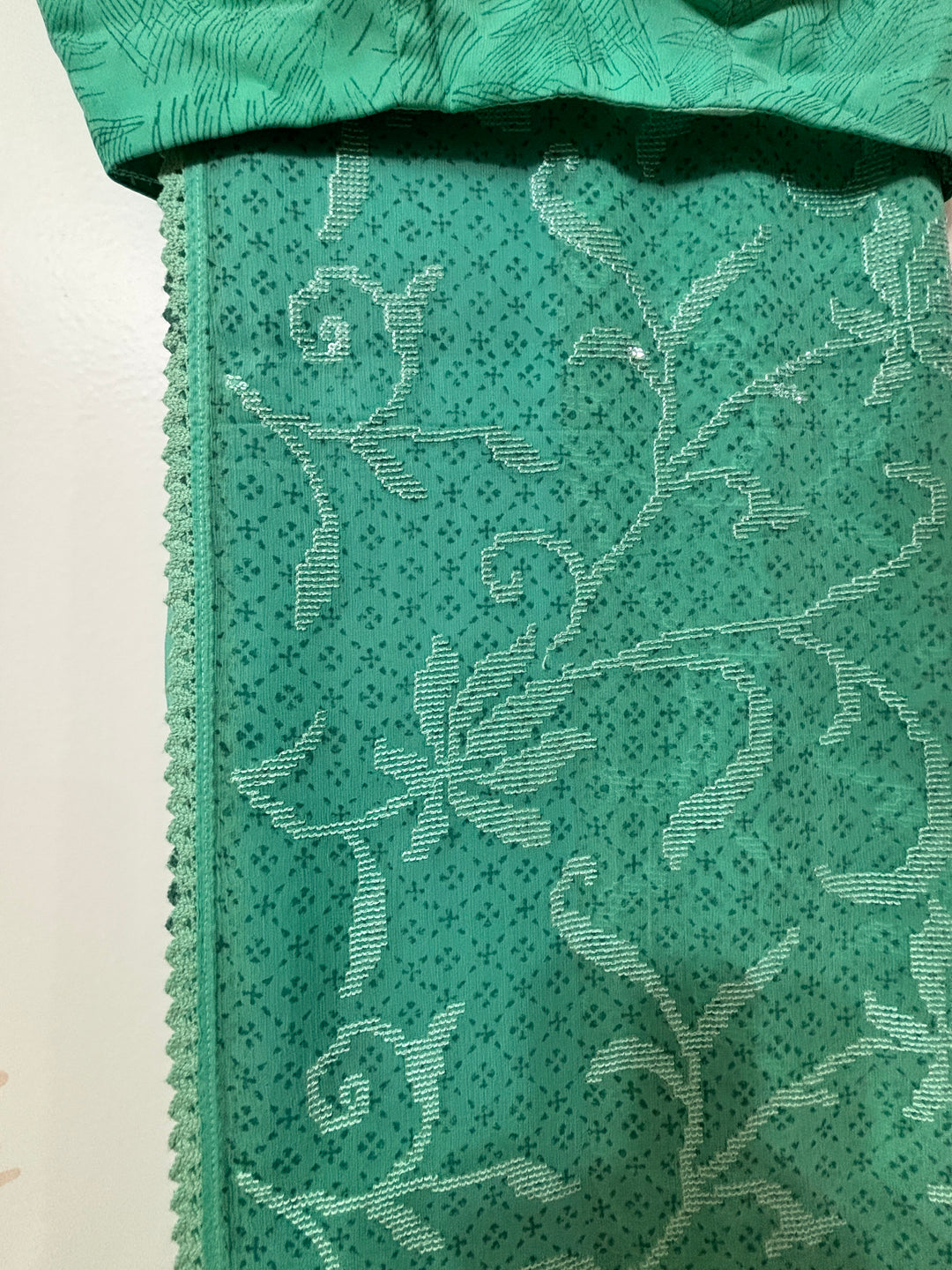 Sea green georgette saree and blouse set