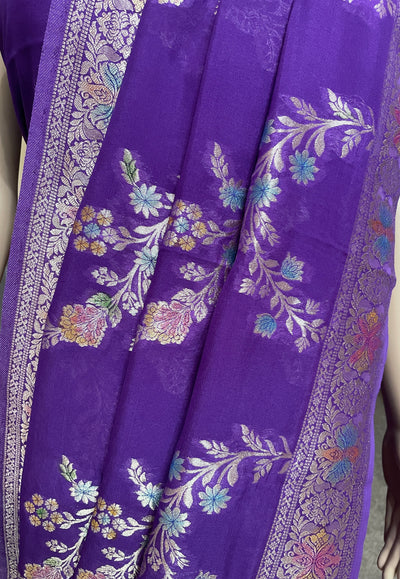 Violet Banarasi Meenakari work saree