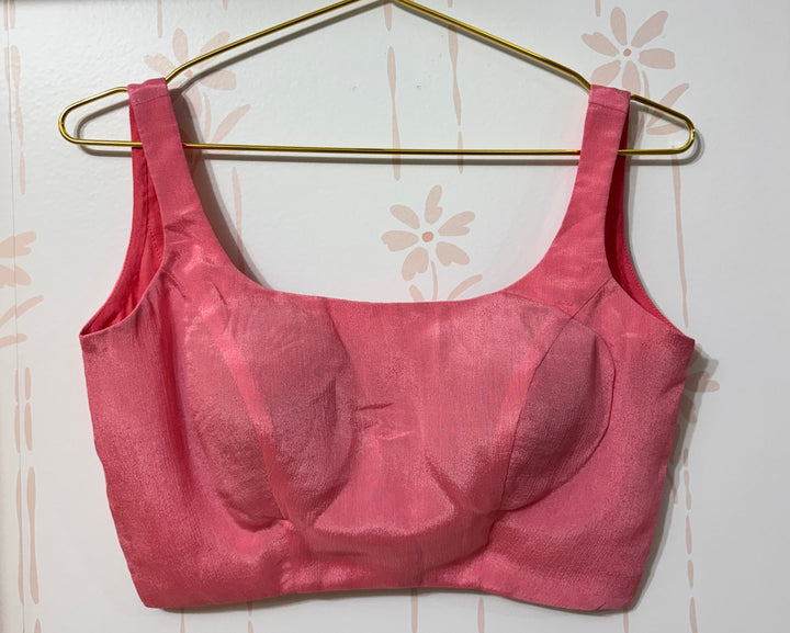 Ombre Pink and yellow chiffon saree and blouse set
