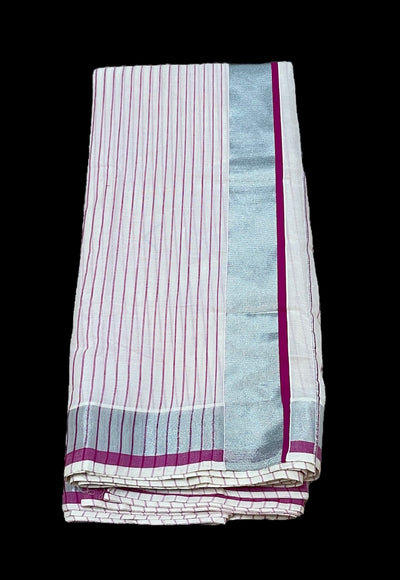 Kerala kasavu stripes saree and blouse set