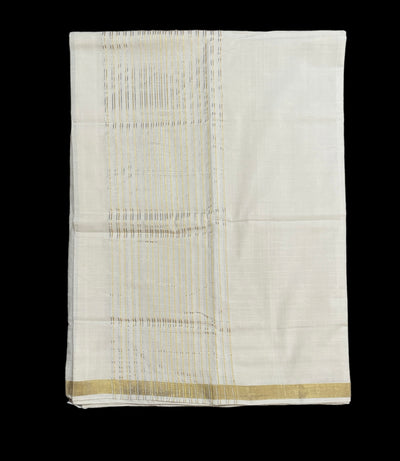 Silver Gold Stripes Mundu (single piece)