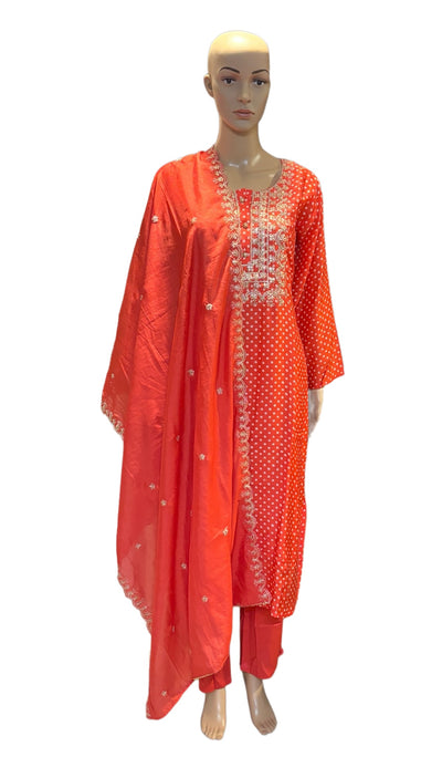 Coral Orange straight suit set