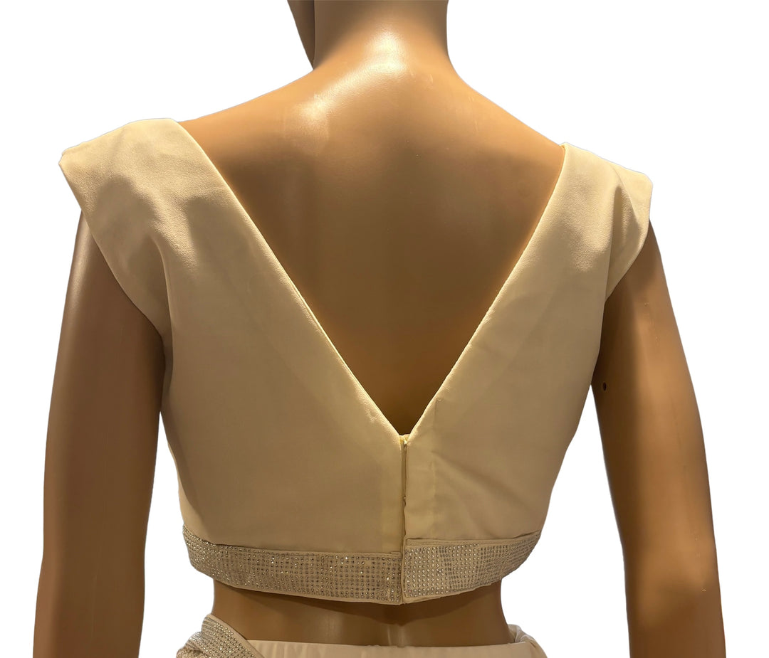 off-white sequins saree and blouse set