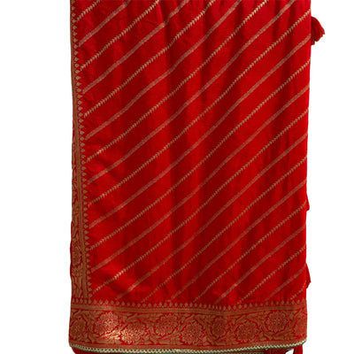 Lehariyan kumkum Red Muga silk saree and blouse set