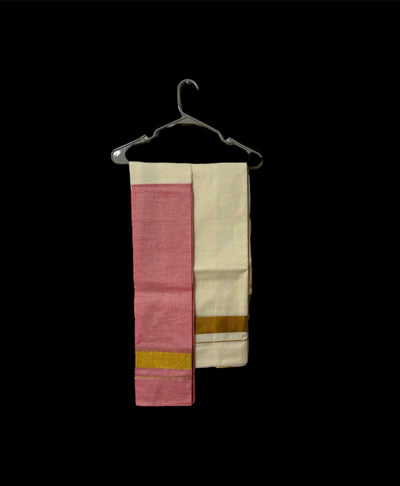 Pink Half and Half set Mundu and blouse set