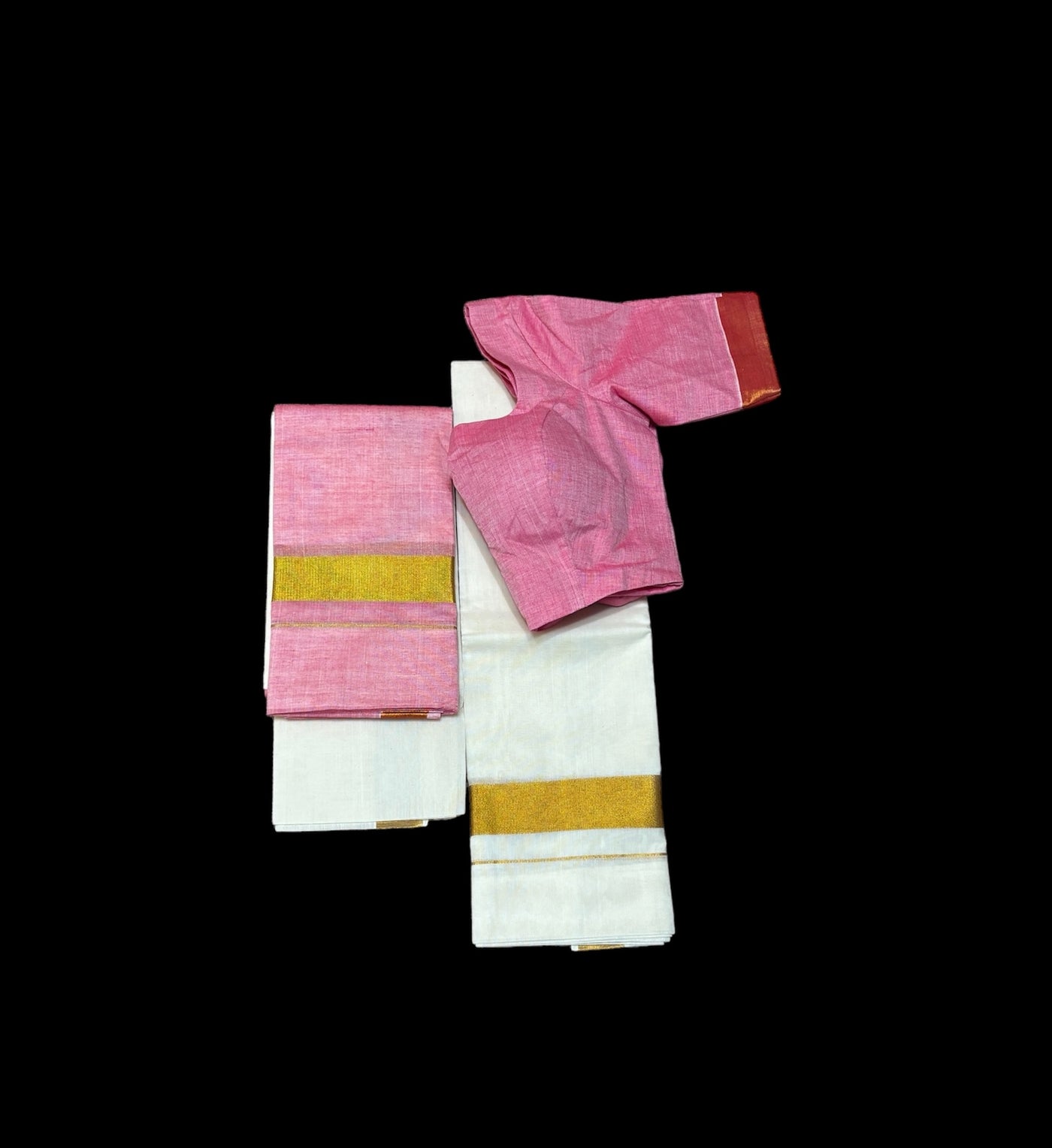 Pink Half and Half set Mundu and blouse set