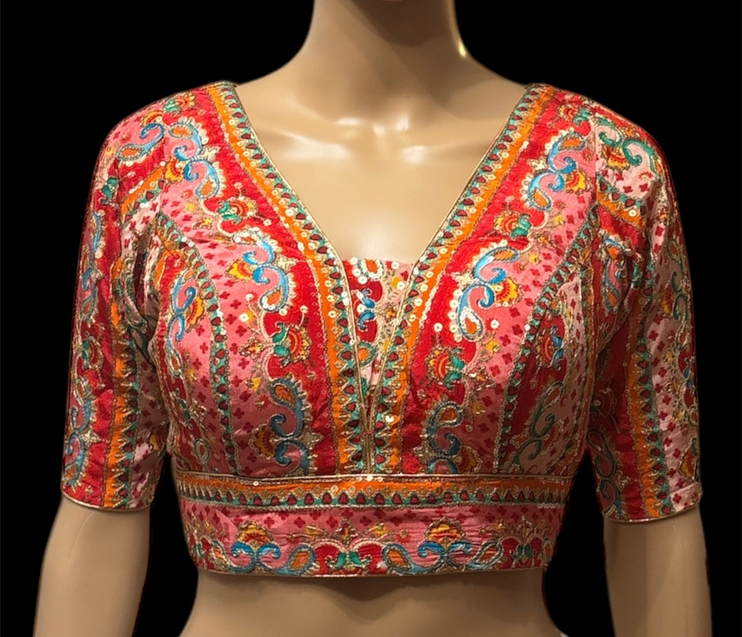 Pink/red Multicolored sequins blouse