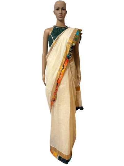 Kerala Kasavu Saree with Attached Border