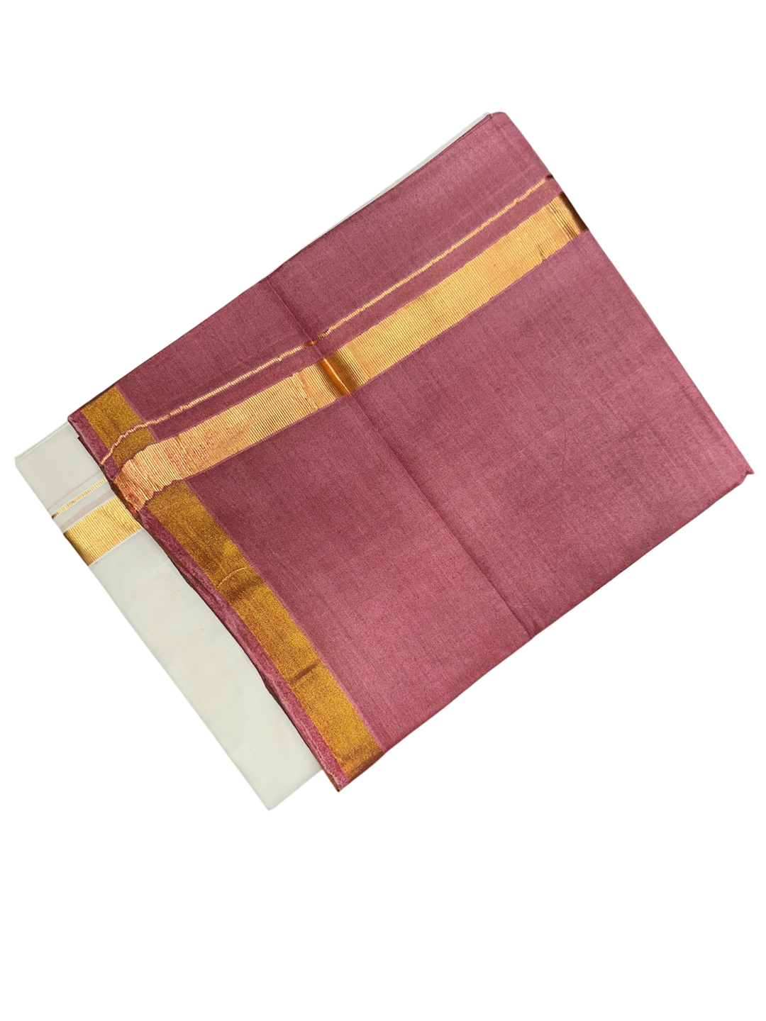 Tie & Dye Half and Half brick red cotton kasavu saree