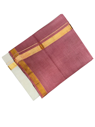 Tie & Dye Half and Half brick red cotton kasavu saree