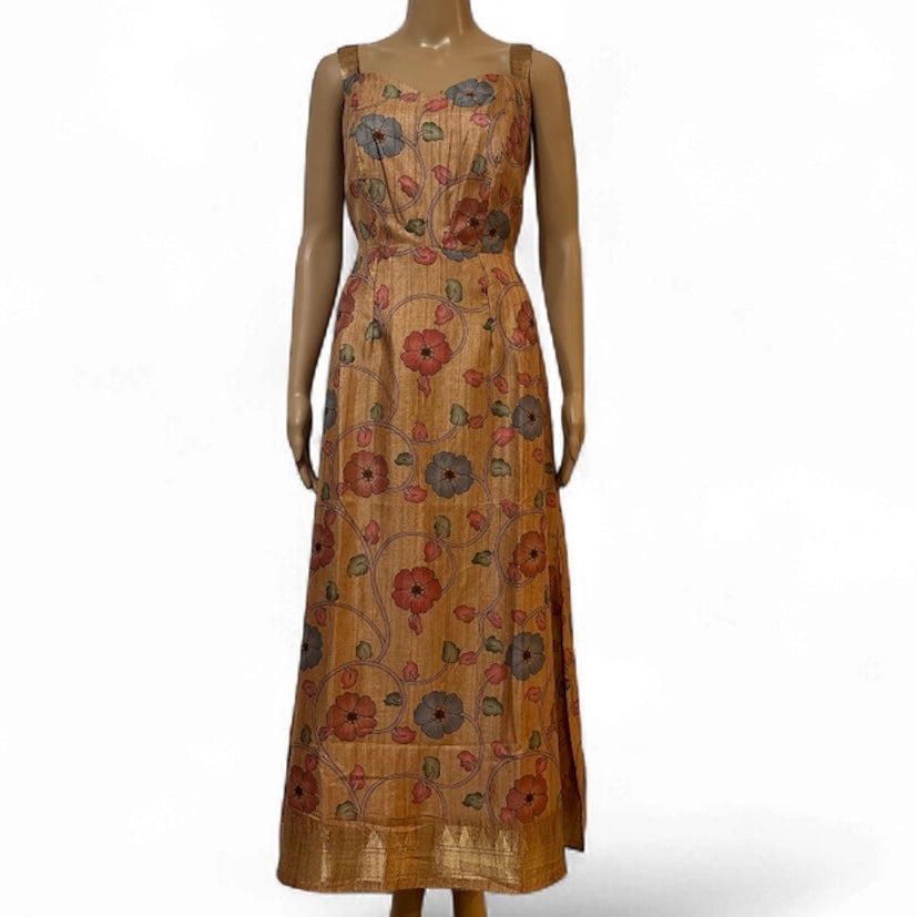 Yellow Kalamkari dress with zari border