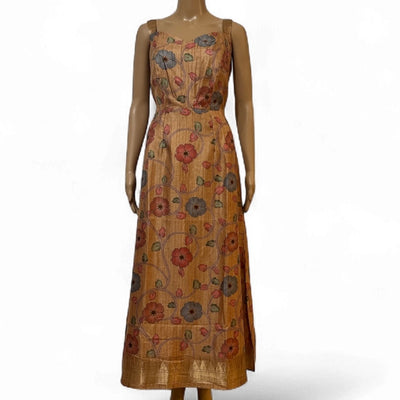 Yellow Kalamkari dress with zari border