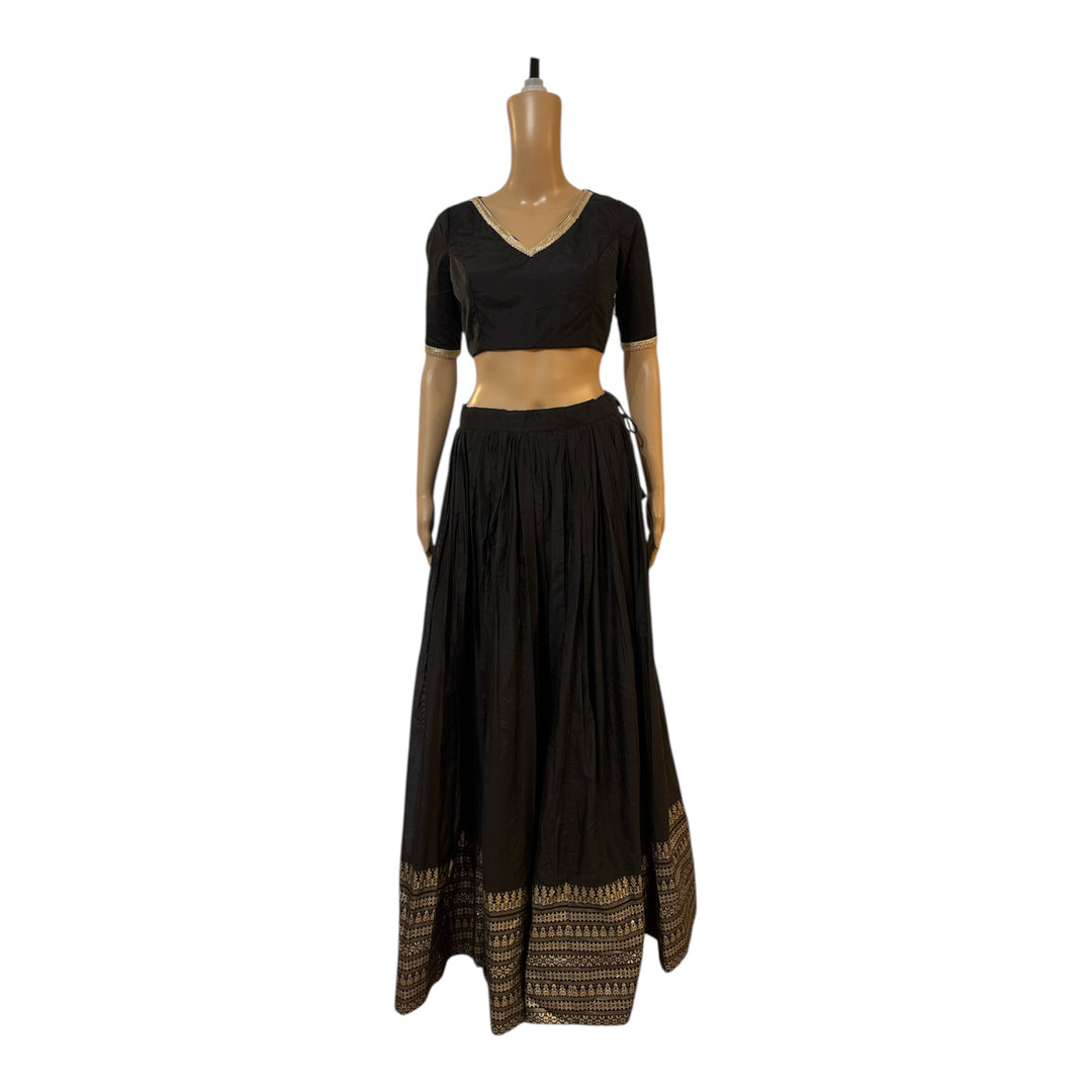 Black Chanderi Silk Lehenga Set