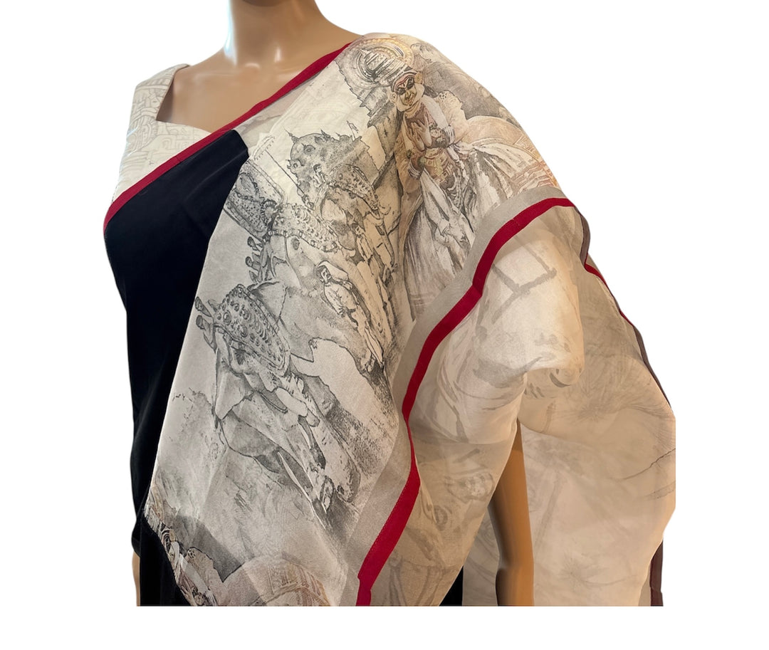 Onam fusion Kathakali Saree and Blouse set