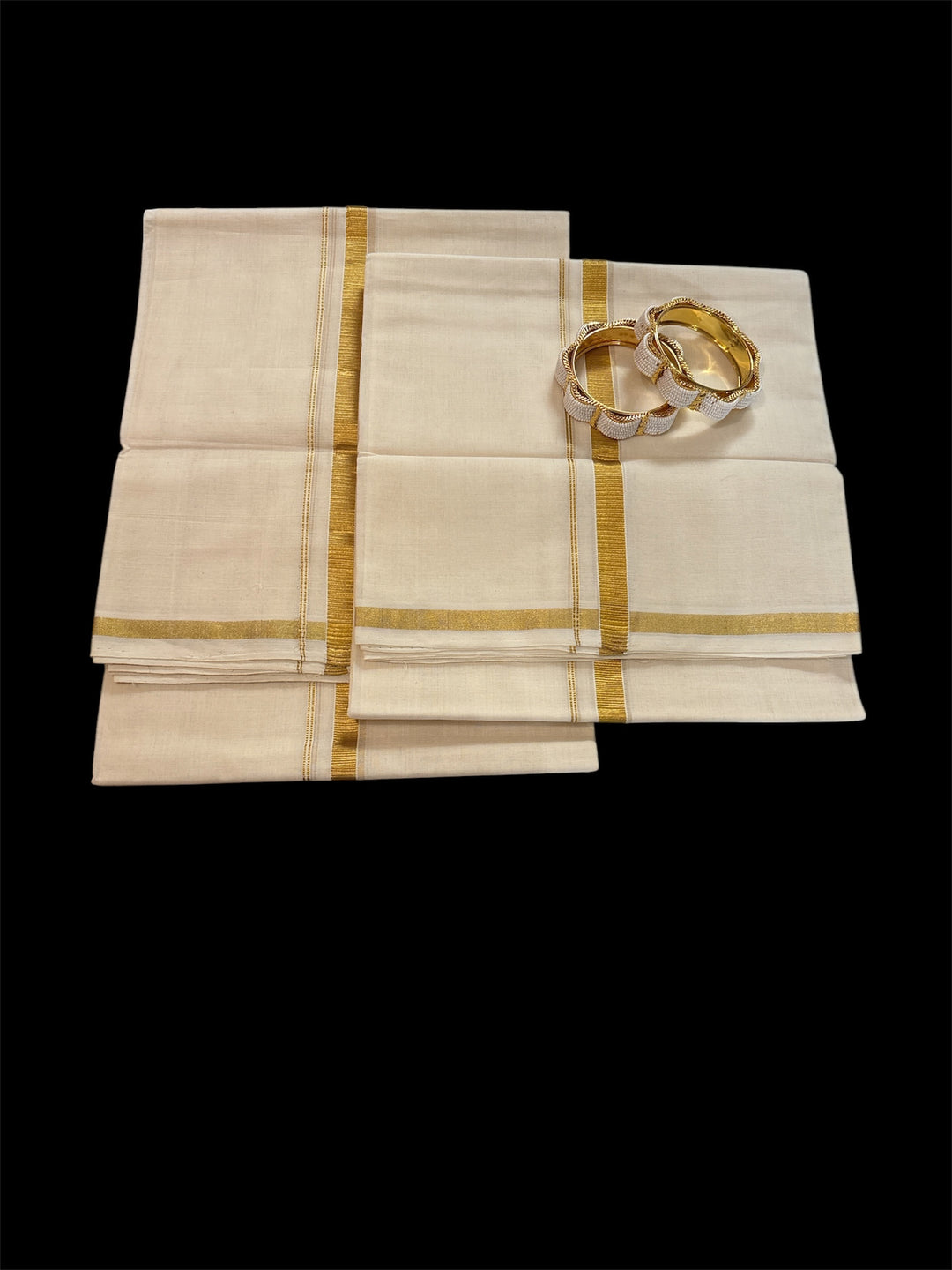 Pure handloom 1/2 inch Kasavu set mundu
