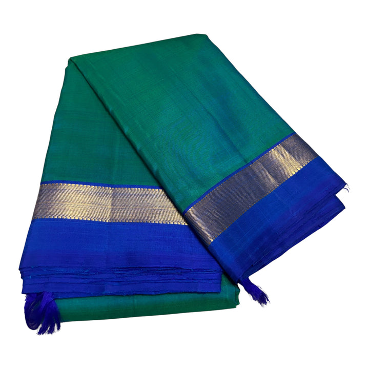 Dual tone blue/green Kanchipuram Silk Saree