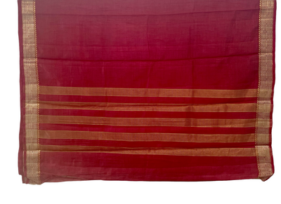 Brick Red tussar silk saree with gold and dull gold zari border