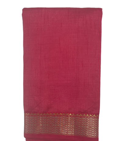 Bright pink with gold and dull gold zari border