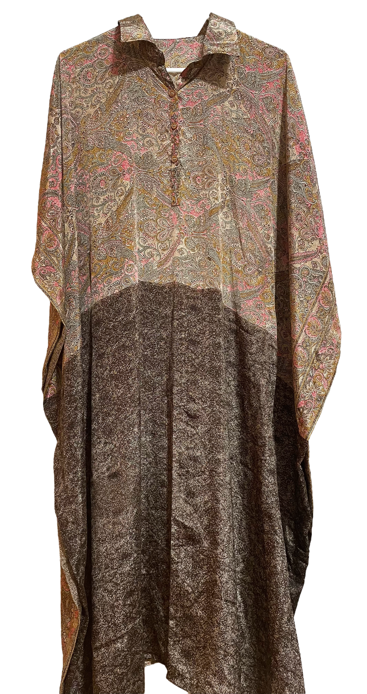 Brown Printed Crepe Kaftan Dress