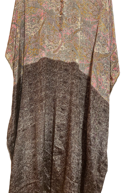 Brown Printed Crepe Kaftan Dress