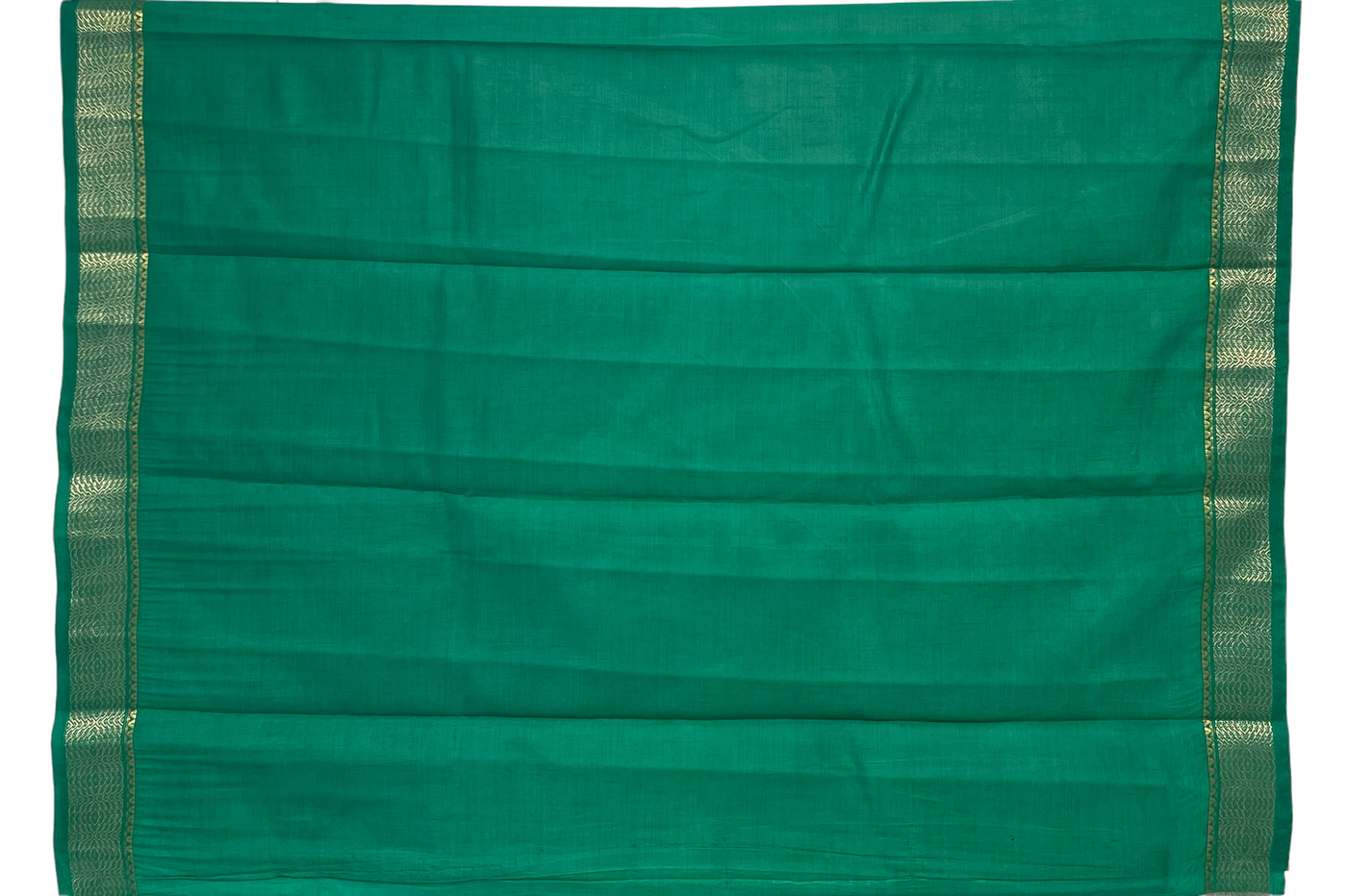 Emerald green tussar silk saree with gold and dull gold zari