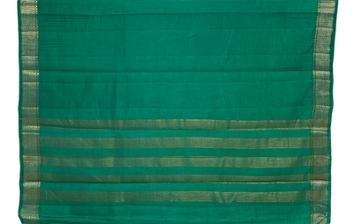 Emerald green tussar silk saree with gold and dull gold zari