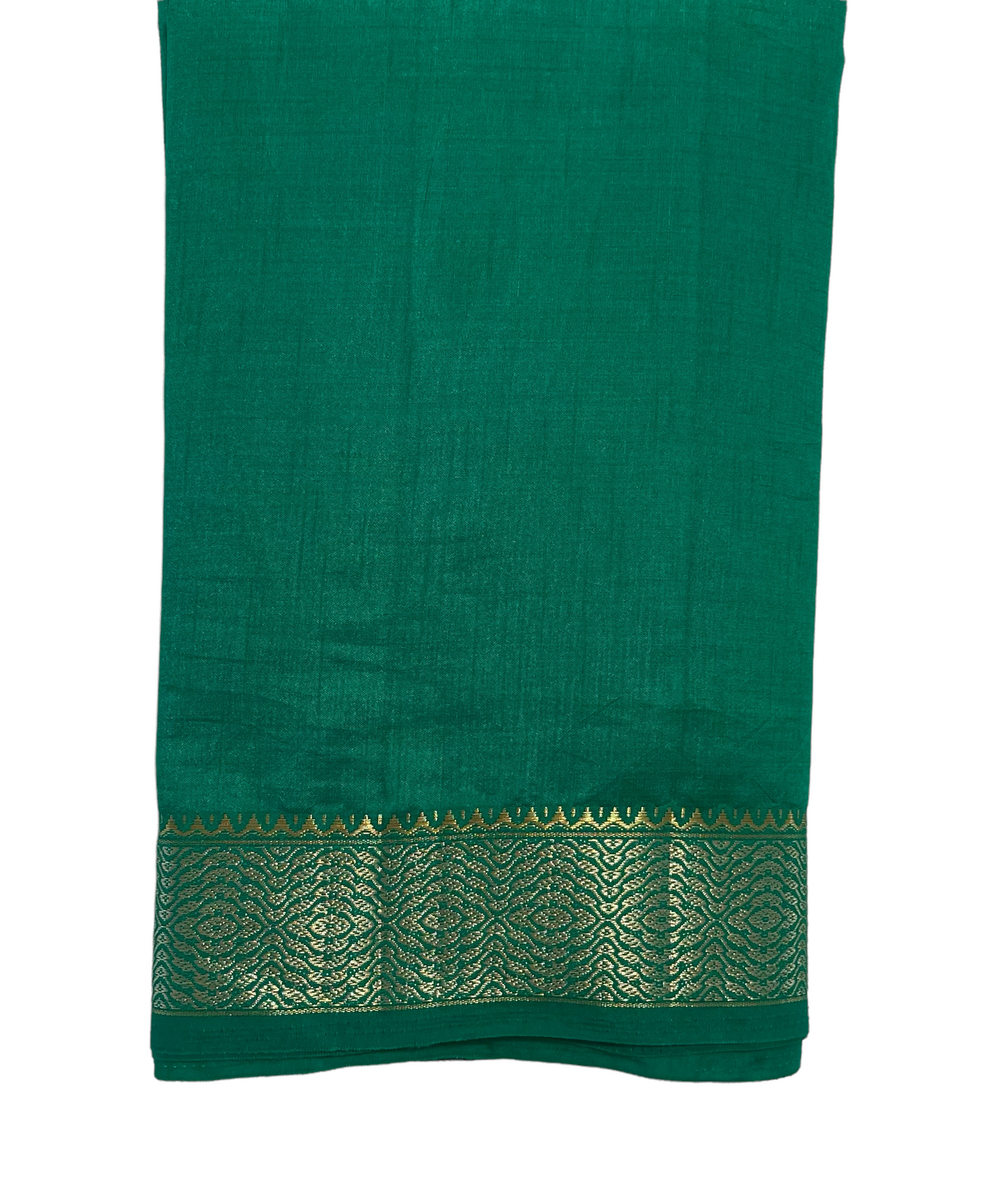 Emerald green tussar silk saree with gold and dull gold zari