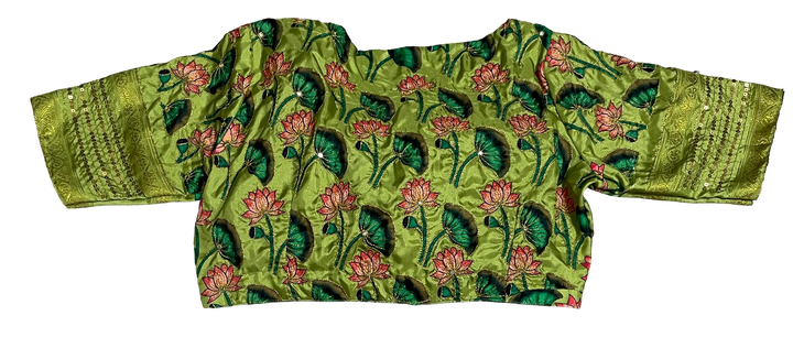 Hand worked Green Pichwai Print Blouse