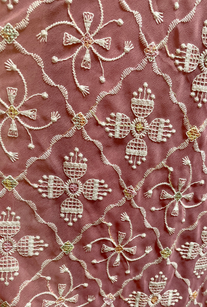 Pink embroidered Georgette Anarkali dress