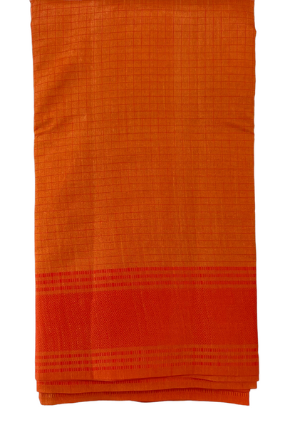 Mango yellow small checks tussar silk saree