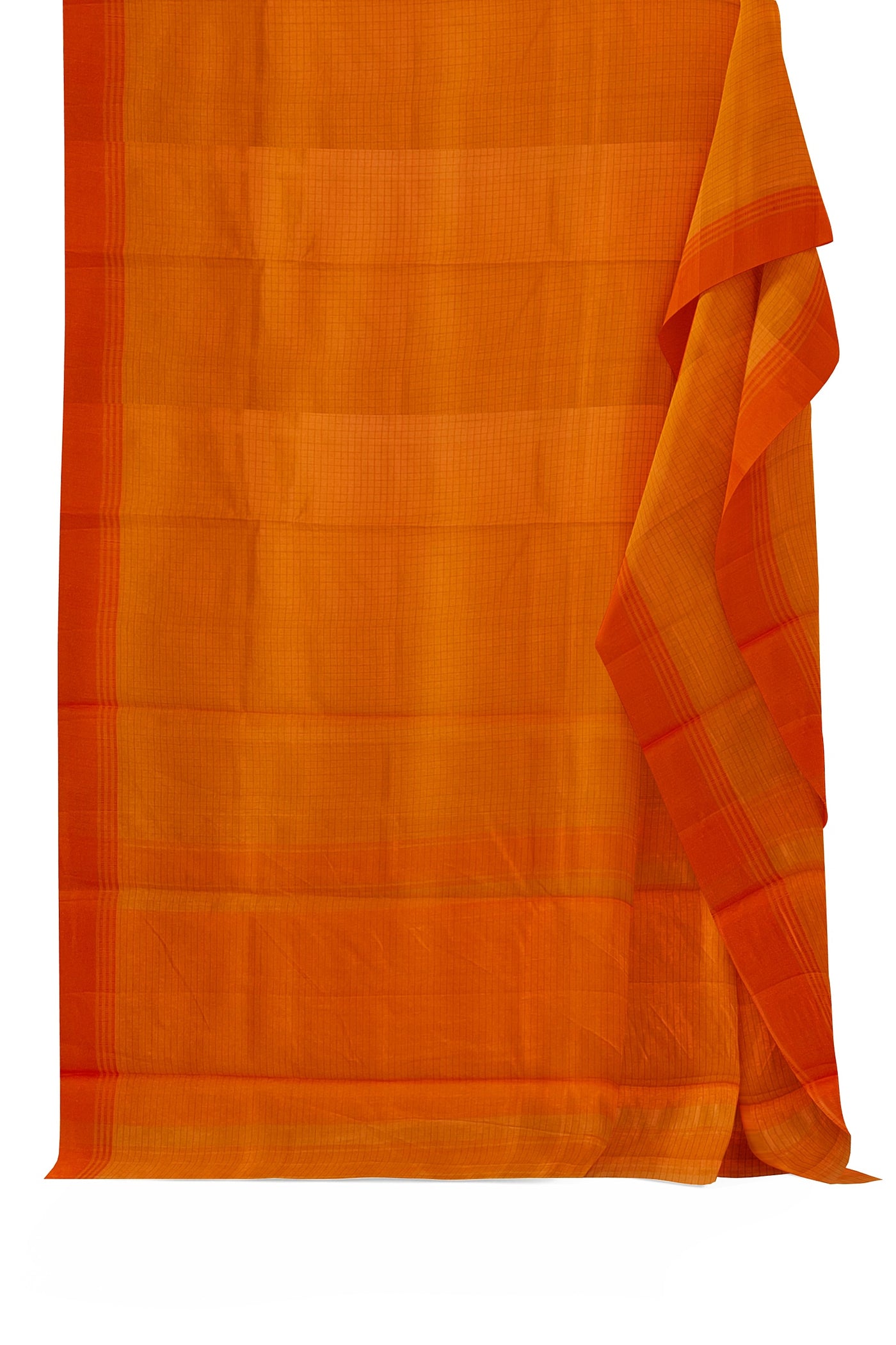 Mango yellow small checks tussar silk saree