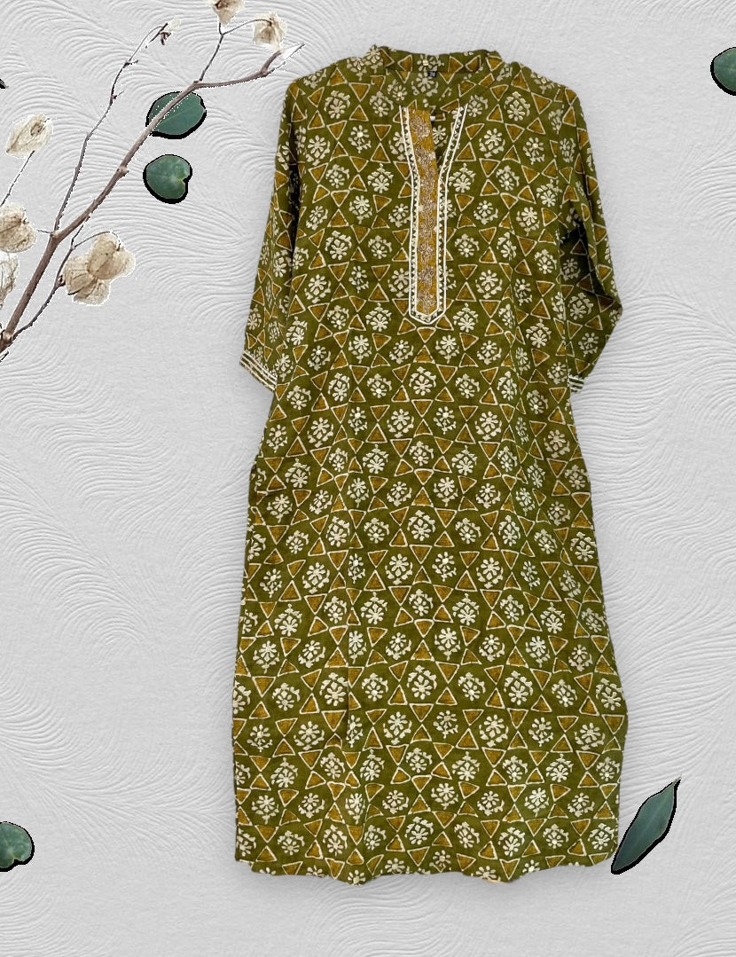 Mehndi Green Muslin Kurta set