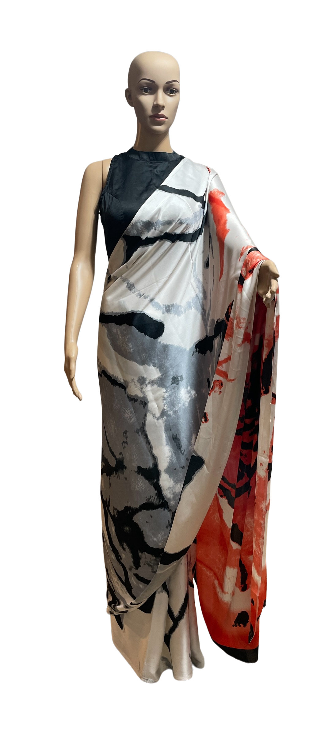 Multi Color Japan Satin saree and blouse set
