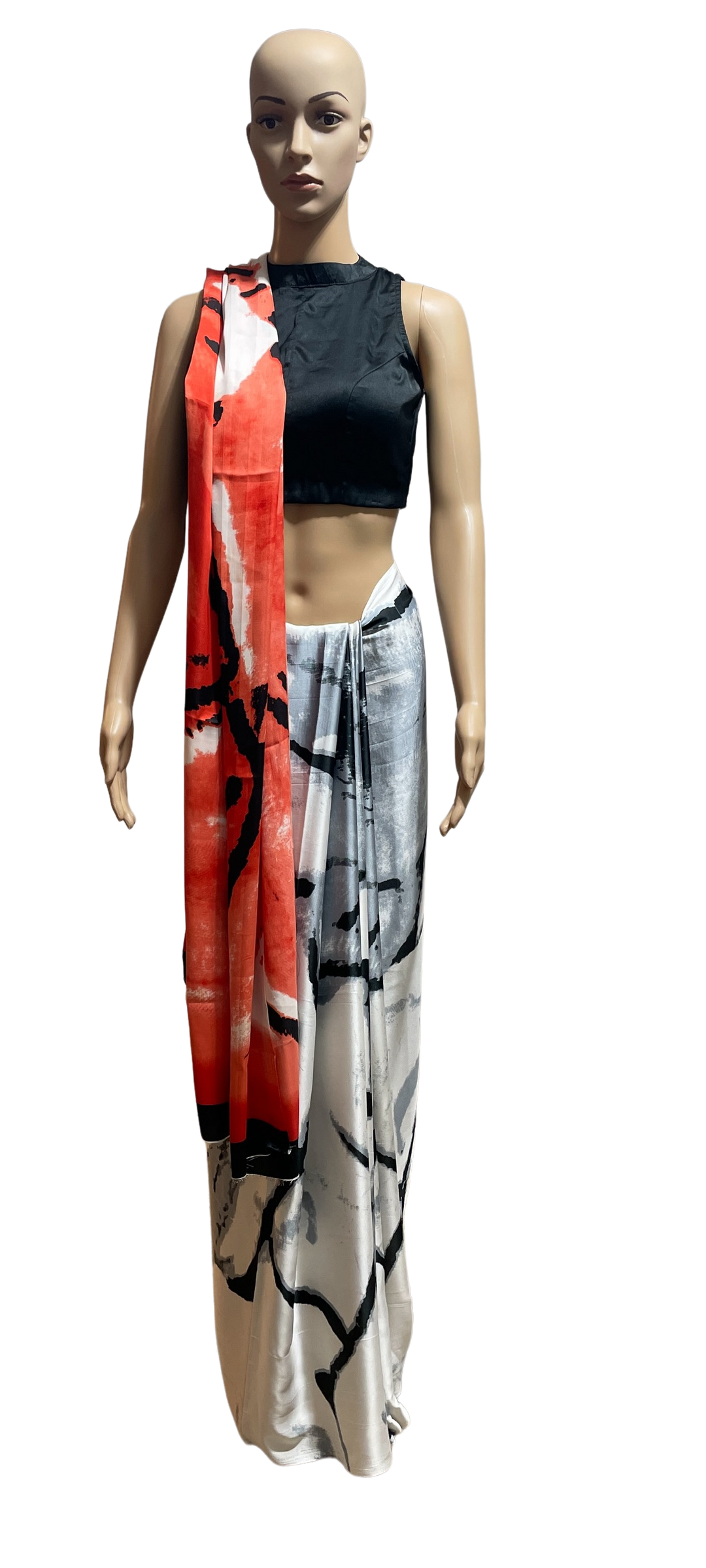 Multi Color Japan Satin saree and blouse set