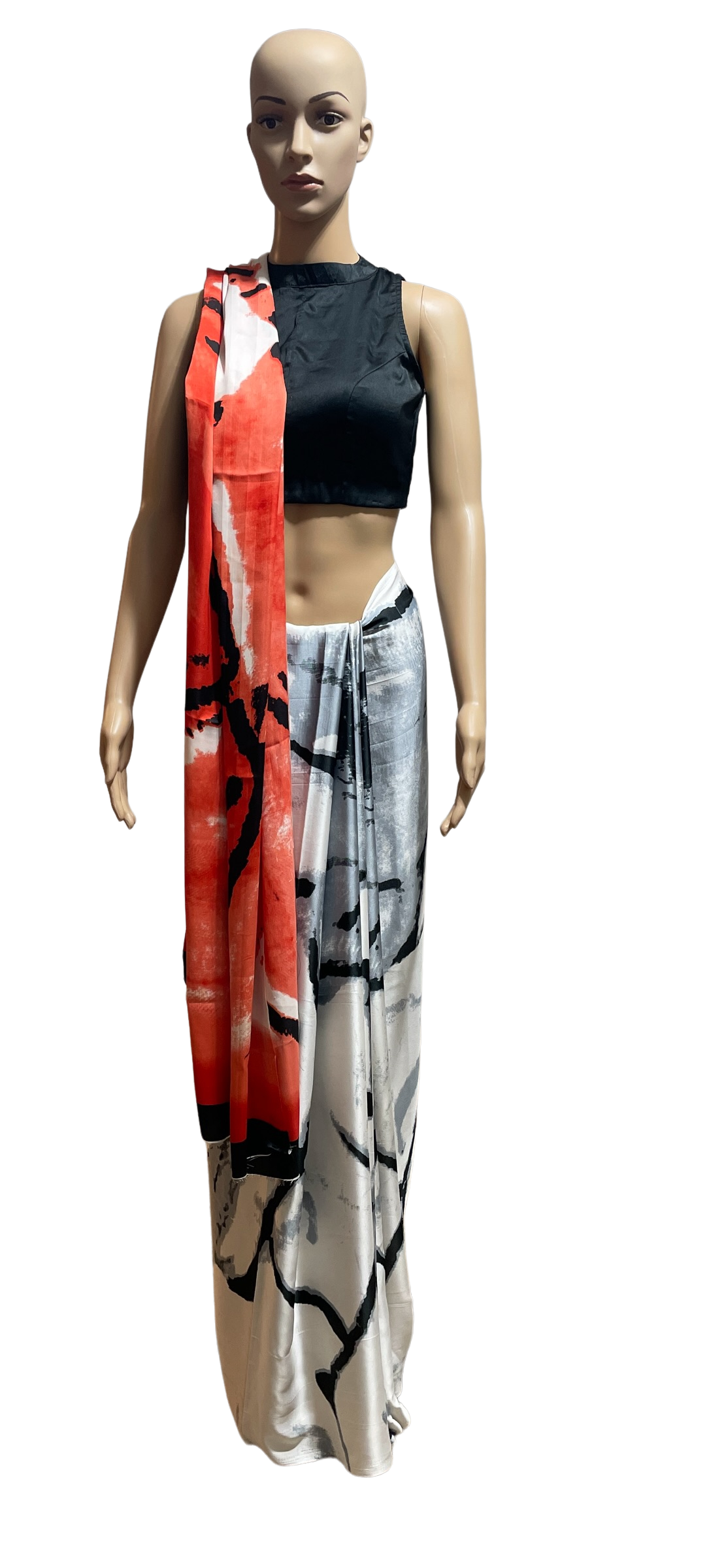 Multi Color Japan Satin saree and blouse set